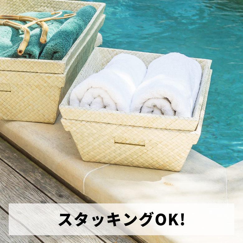 アジアン雑貨 パンダン リーフ ランドリー バスケット ボックス