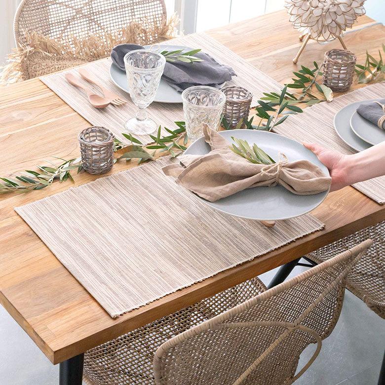 テーブルランナー 天然素材 アジアン ランチョンマット - テーブル用品