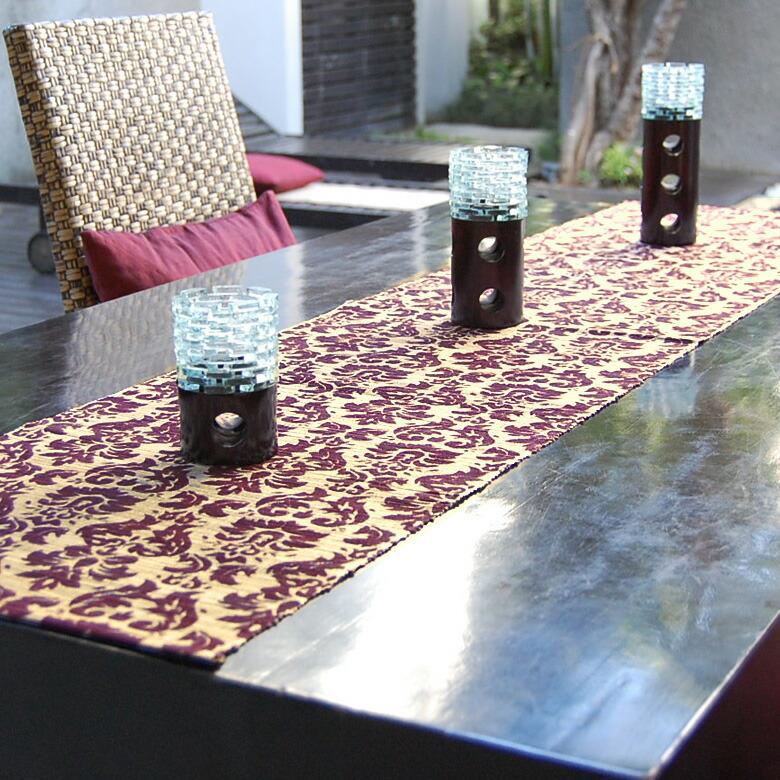 ウォーターヒヤシンス 可愛い模様の テーブルランナー パープル×ナチュラル 10830 |  | 02