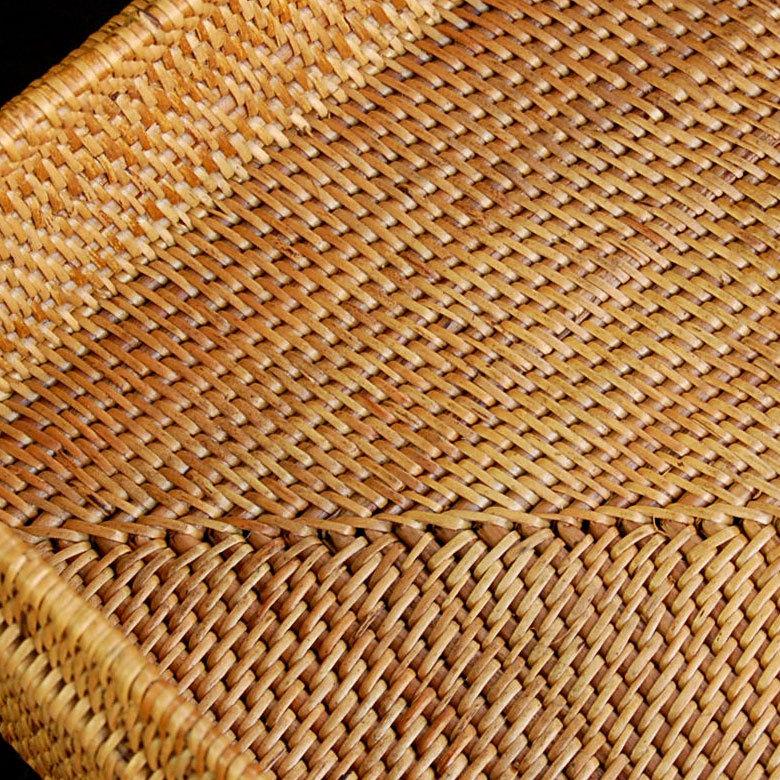 アタ 編まれた 四角いフタ付きボックス型 バスケット 柄 あり 10986