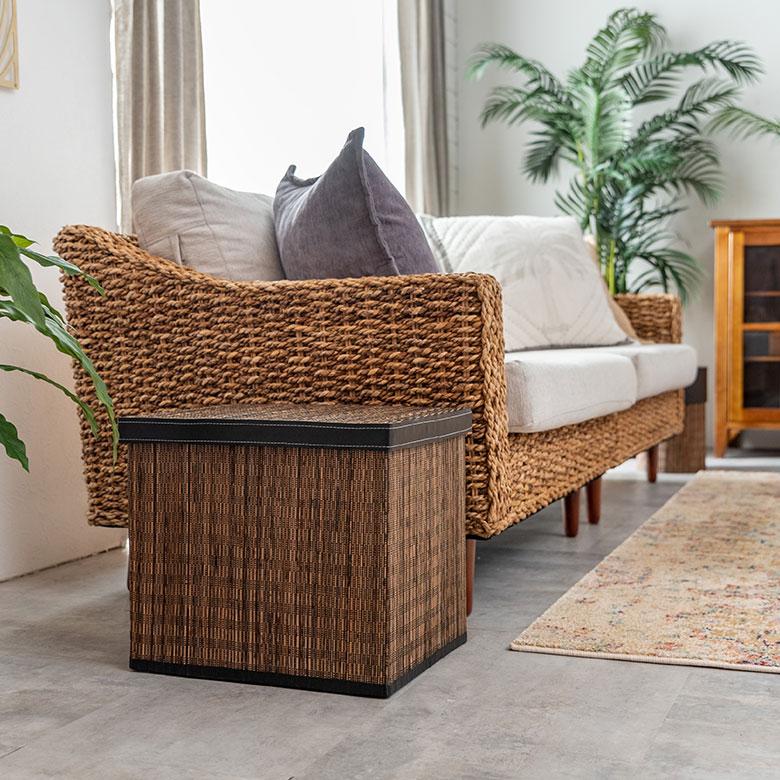 収納 ボックス パームリディ フタ 付き 折りたたみ L1  フェイクレザー 整理 ケース モジュール かご バスケット 箱 おしゃれ リゾート 雑貨 アジアン 11380 | ブランド登録なし | 09