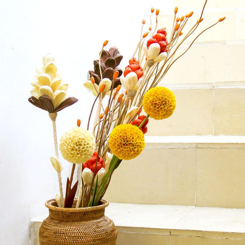 ヤシの葉 ボールフラワーオブジェ イエロー色 11591 |  | 11