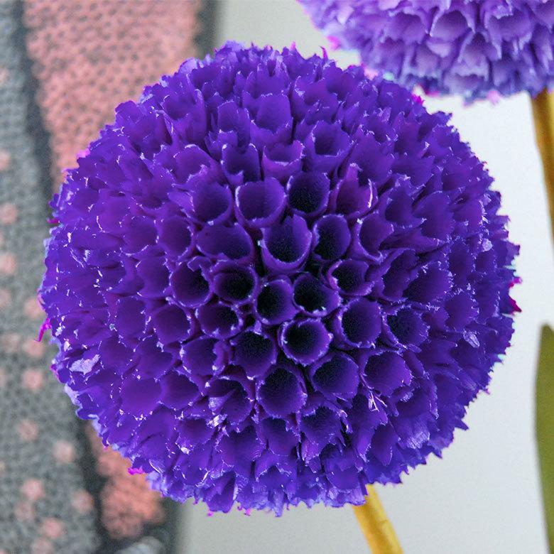 ヤシの葉 ボールフラワーオブジェ バイオレット色 11593 |  | 01