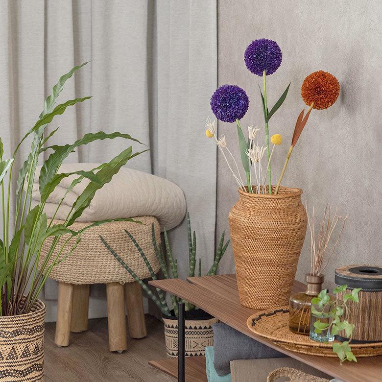 ヤシの葉 ボールフラワーオブジェ バイオレット色 11593 |  | 06