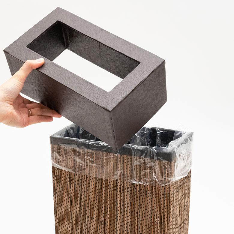 ゴミ箱 ごみ箱 ダストボックス 7L 長方形 四角形 スリム パームリディ 約W 25cm D 14cm H 30cm ナチュラル 見えない 袋が見えない 中身 フェイクレザー 11770 | ブランド登録なし | 17