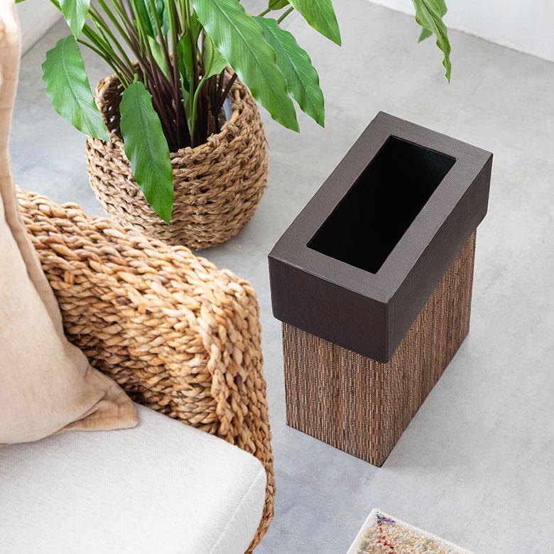 ゴミ箱 ごみ箱 ダストボックス 7L 長方形 四角形 スリム パームリディ 約W 25cm D 14cm H 30cm ナチュラル 見えない 袋が見えない 中身 フェイクレザー 11770 | ブランド登録なし | 06
