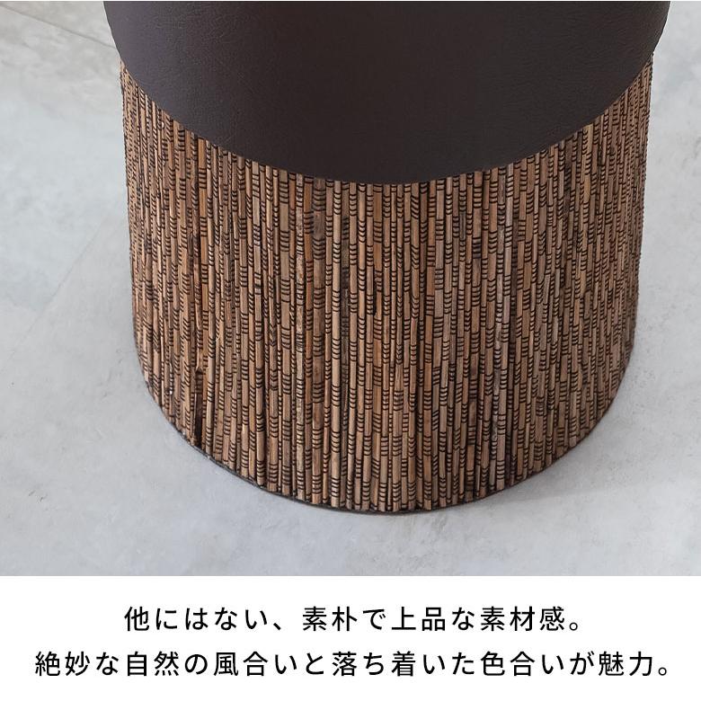 ごみ箱 丸型 ポイントレザーパームリディー製 ダストボックス くずかご ごみばこ 縦型 アジアン リビング バリ雑貨 家具 おしゃれ 11771 | ブランド登録なし | 03