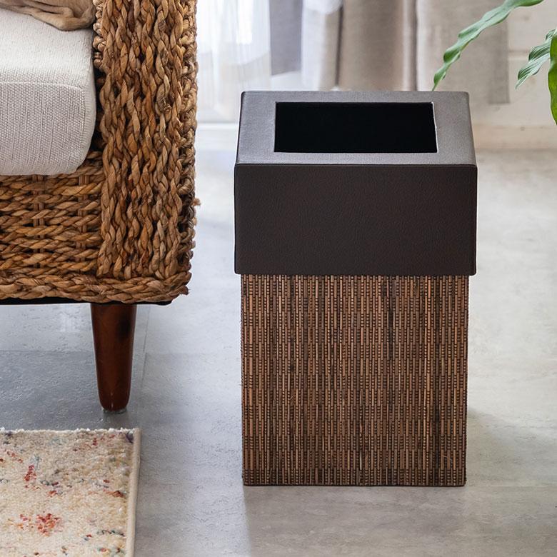 ゴミ箱 ごみ箱 ダストボックス 9L 正方形 四角形 パームリディ 約W 20.5cm D 20.5cm H 30cm ナチュラル 見えない 袋が見えない 中身 フェイクレザー 合皮 11772 | ブランド登録なし | 08