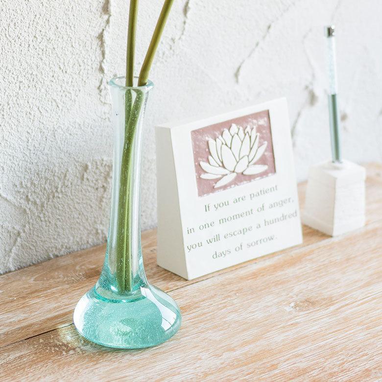 一輪挿し 花瓶 ガラス グリーン 緑 ブルー 水色 クリア ミント 約 W