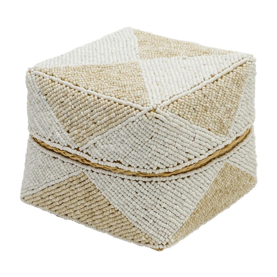 ソカシ ビーズ製 ダイヤ柄 16×16cm 白×ベージュ 13535-m |  | 19