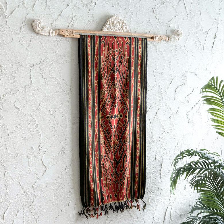 イカットハンガー アンティーク風 木彫り 彫刻 レリーフ タペストリー