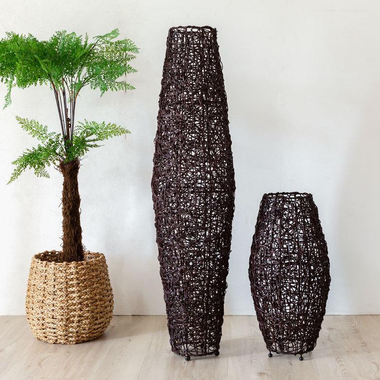 フロアライト コクーンタイプ Lサイズ 籐 ラタン製 LED 対応 高さ約