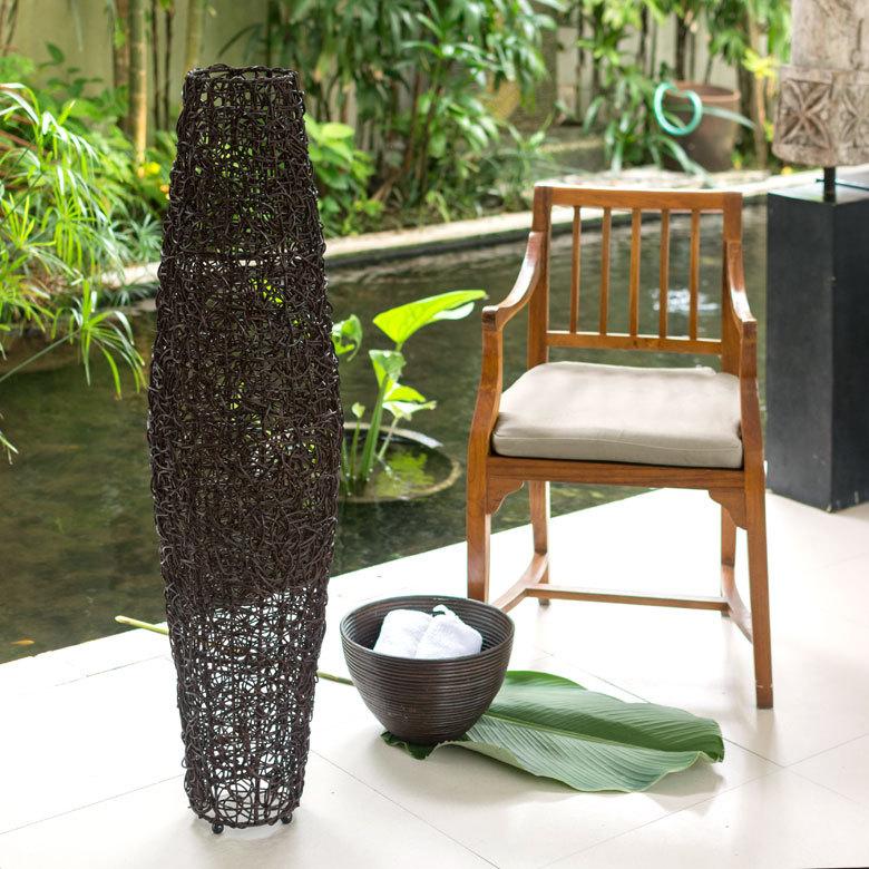 フロアライト コクーンタイプ Lサイズ 籐 ラタン製 LED 対応 高さ約