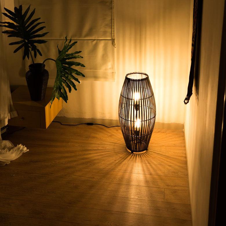 バンブーフロアライト フロアライト コクーンタイプ Mサイズ バンブー製 LED 対応 高さ約60cm