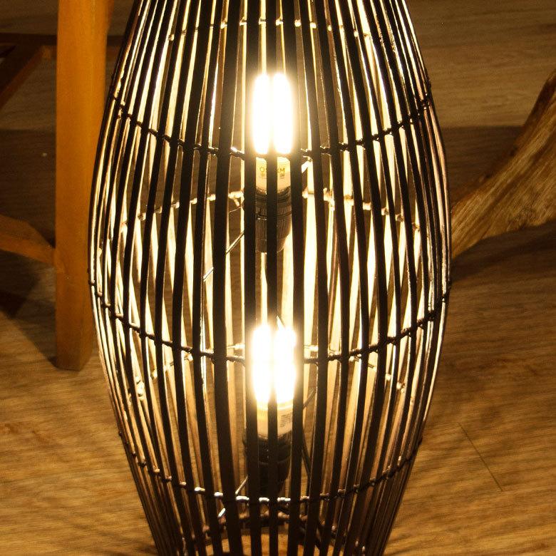 フロアライト コクーンタイプ Mサイズ バンブー製 LED 対応 高さ約60cm