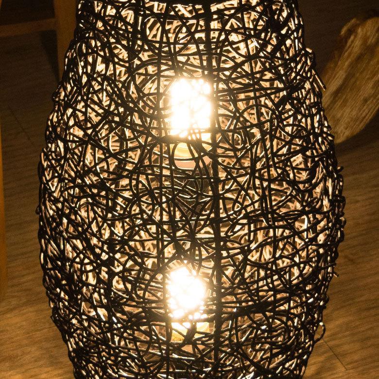 フロアライト コクーンタイプ Mサイズ 籐 ラタン製 LED 対応 高さ約
