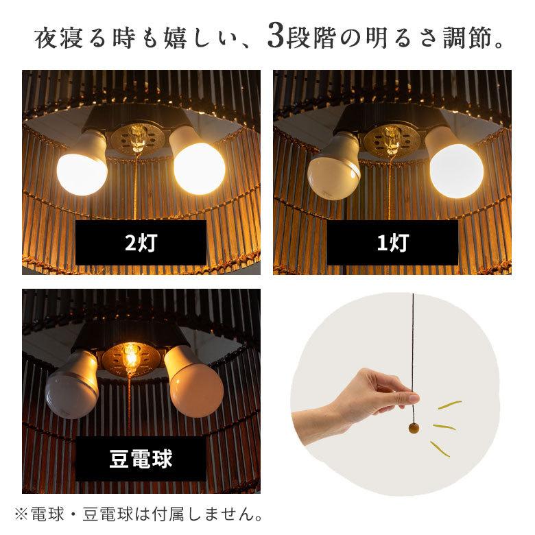 ペンダントライト ボールタイプ 2灯 口金E26 100W 籐 ラタン製 LED
