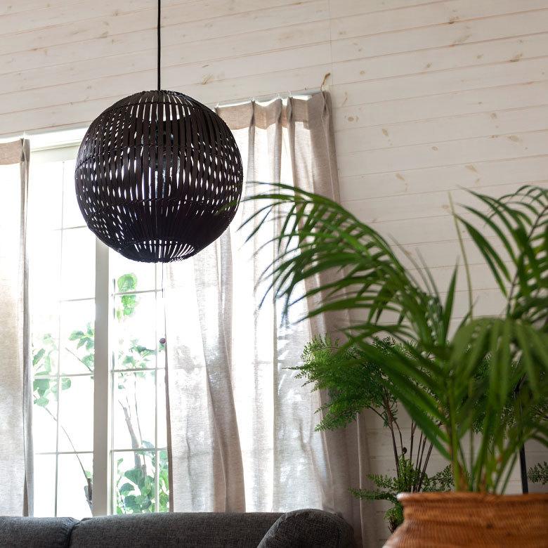 ペンダントライト ボールタイプ 2灯 口金E26 100W バンブー製 LED 対応