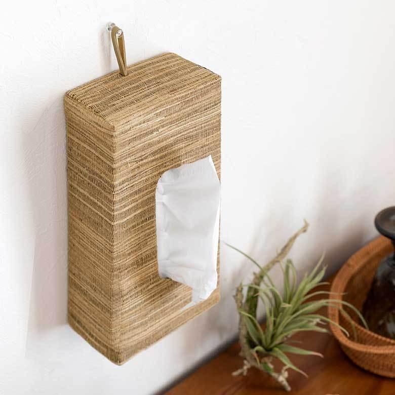 ティッシュケース 壁掛け 吊り下げ ウォーターヒヤシンス製 ナチュラル 13699 |  | 11