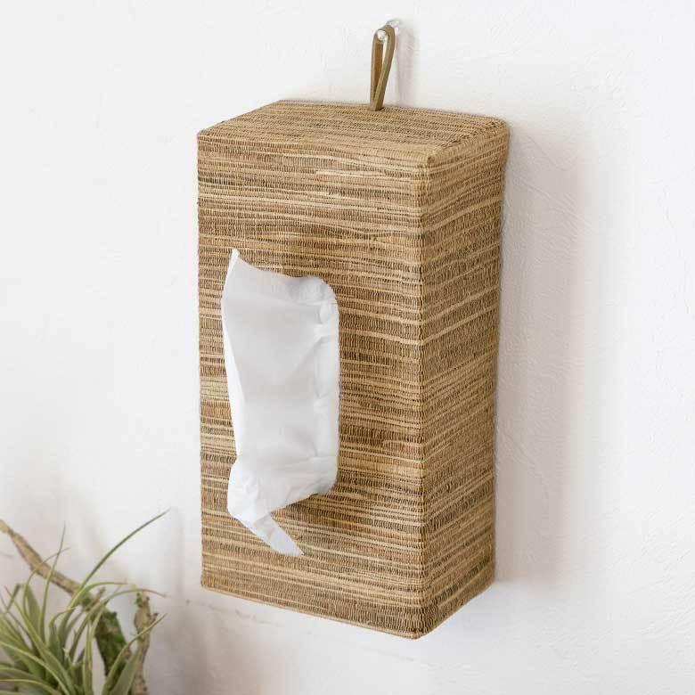 ティッシュケース 壁掛け 吊り下げ ウォーターヒヤシンス製 ナチュラル 13699 |  | 18