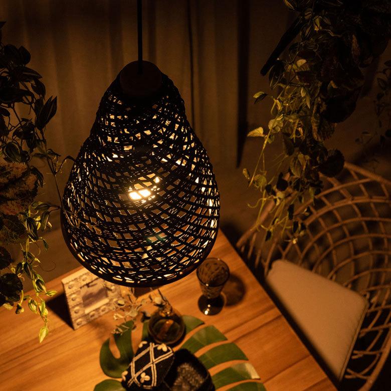 ペンダントランプシェード ラタン製 ラウンドAタイプ 1灯 口金26 60W LED 対応 径33cm 高さ36cm 13719 |  | 15