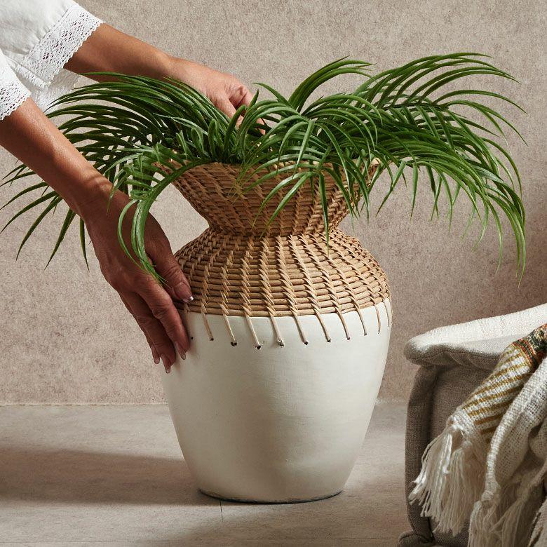 ラタン 花瓶 陶器 大きい フラワーベース 枝もの 素焼き セラミック