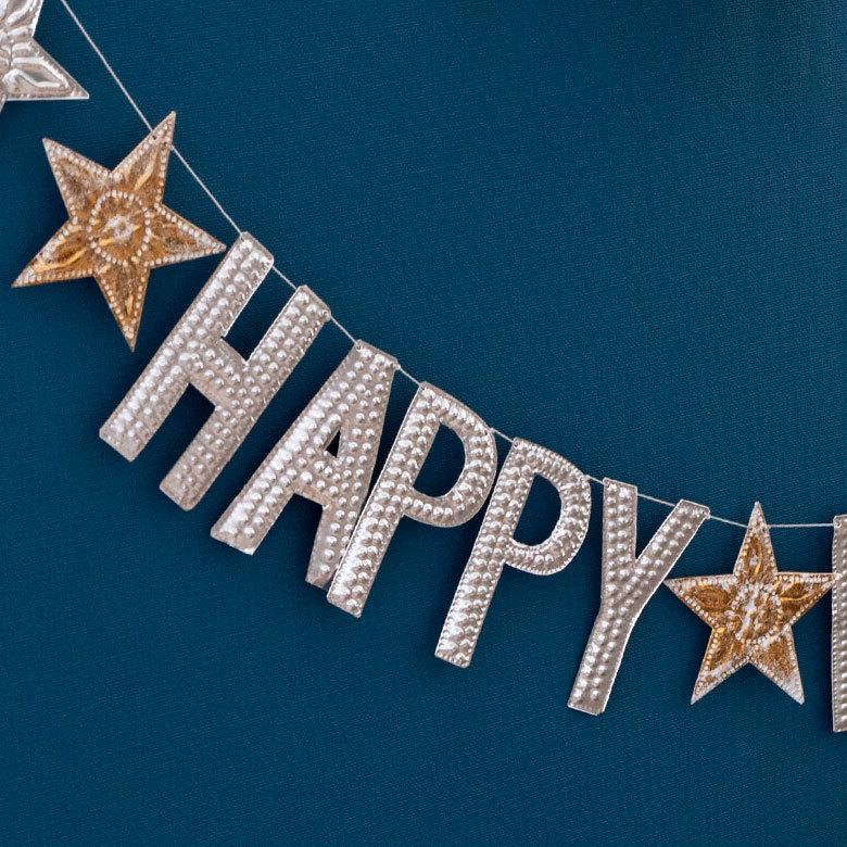 メール便対応 ガーランド 誕生日 HAPPY BIRTHDAY ロゴ アルミ製