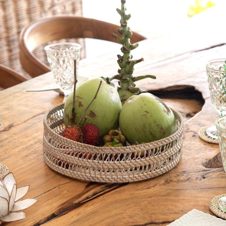 トレイ トレー ラウンドトレイ ラタン製 ボウル かご 収納 フルーツ