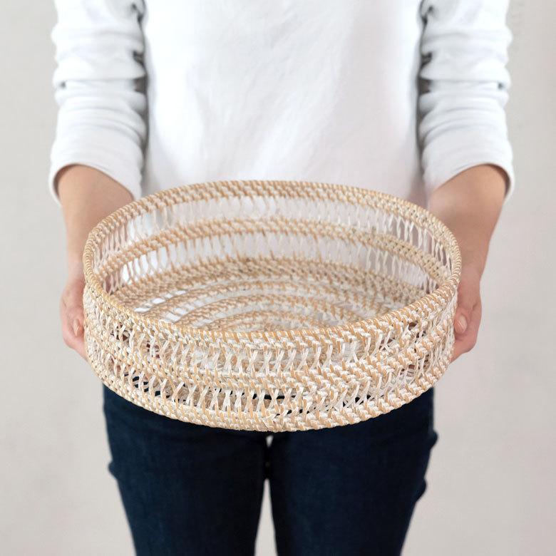 トレイ トレー ラウンドトレイ ラタン製 ボウル かご 収納 フルーツ