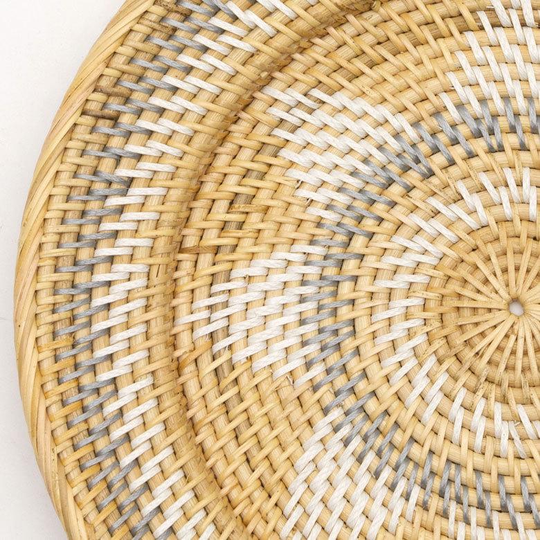 壁掛けトレイ ウォールデコレーション ラタン製 円形 編み込みデザイン トレイバスケット 径約35cm 深さ5cm 13833 |  | 12