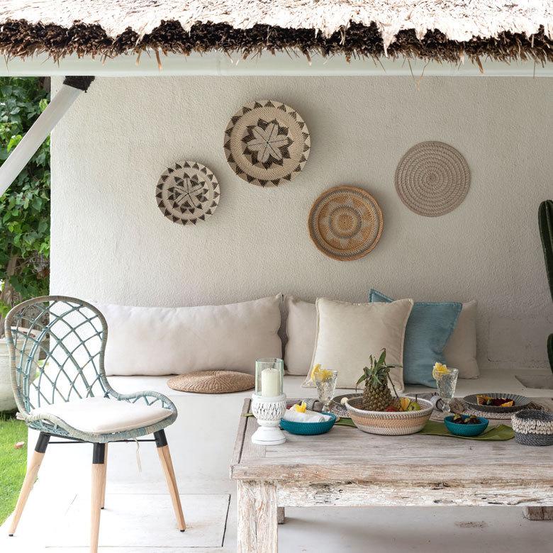 壁掛けトレイ ウォールデコレーション ラタン製 円形 編み込みデザイン トレイバスケット 径約35cm 深さ5cm 13833 |  | 17