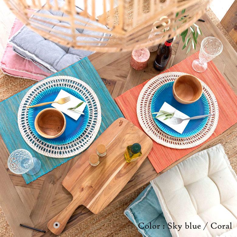 メール便対応 ランチョンマット ウォーターヒヤシンス製 コットン 約 Ｗ 48 × D 35 × H 0.3 天然素材 ハンドメイド 13868 |  | 17