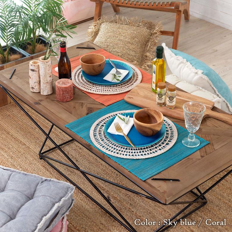 メール便対応 ランチョンマット ウォーターヒヤシンス製 コットン 約 Ｗ 48 × D 35 × H 0.3 天然素材 ハンドメイド 13868 |  | 20