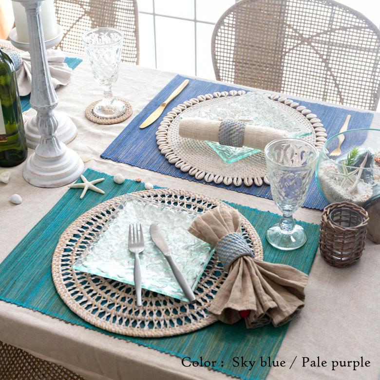 メール便対応 ランチョンマット ウォーターヒヤシンス製 コットン 約 Ｗ 48 × D 35 × H 0.3 天然素材 ハンドメイド 13868 |  | 22