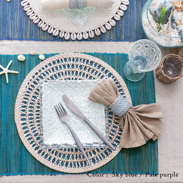 メール便対応 ランチョンマット ウォーターヒヤシンス製 コットン 約 Ｗ 48 × D 35 × H 0.3 天然素材 ハンドメイド 13868 |  | 09