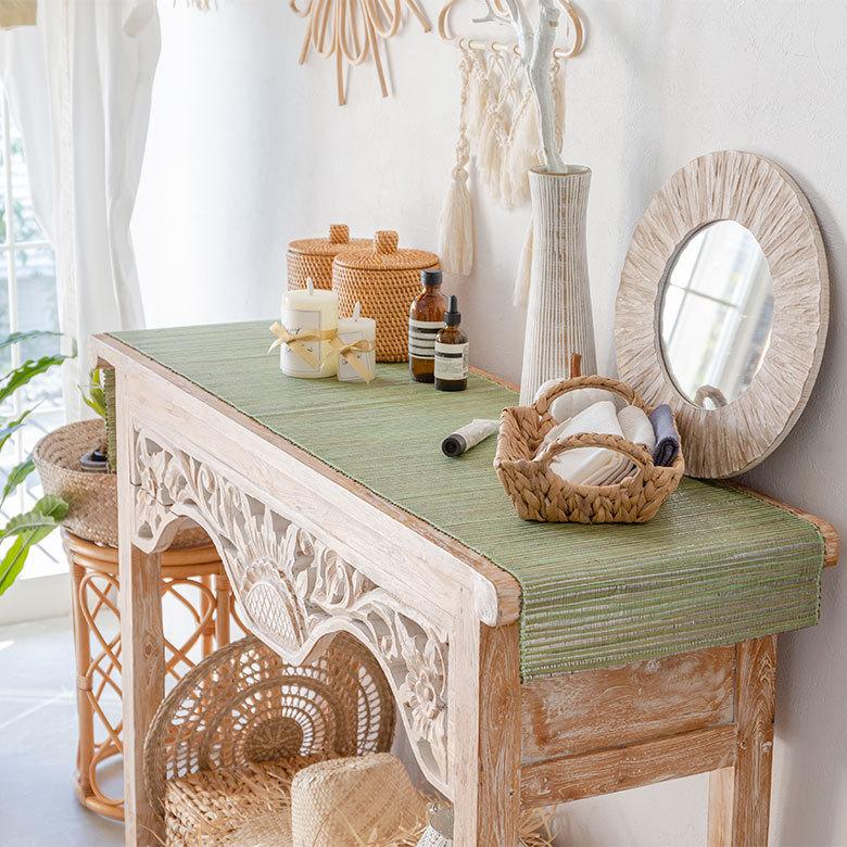 テーブルランナー ウォーターヒヤシンス コットン メタリック カラー W