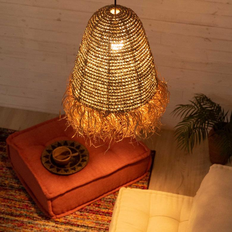 ペンダントランプ ランプシェード ランプシェイド ラフィア 1灯 口金E26 60W LED 対応 径40cm 高さ60cm 13919 |  | 14