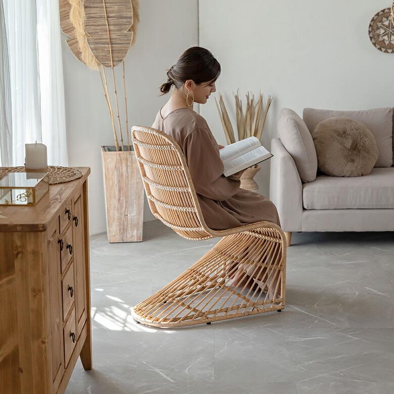 チェア ラタンチェア ラタン 籐 スチール 1脚 ナチュラル ベージュ 約 W 49cm D 69cm H 90cm 座面高 40cm 13957 |  | 02