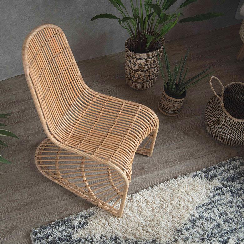 チェア ラタンチェア ラタン 籐 スチール 1脚 ナチュラル ベージュ 約 W 49cm D 69cm H 90cm 座面高 40cm 13957 |  | 03