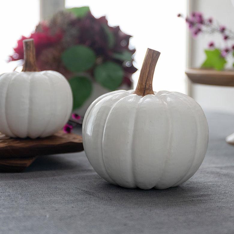 オブジェ パンプキン Mサイズ ホワイト 白 ハロウィン クリスマス W 12cm H 10cm D 13cm 13964 |  | 09