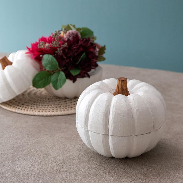 オブジェ パンプキン特大サイズ ホワイト 白 ハロウィン クリスマス W 16cm H 18cm D 20cm 13965 | 