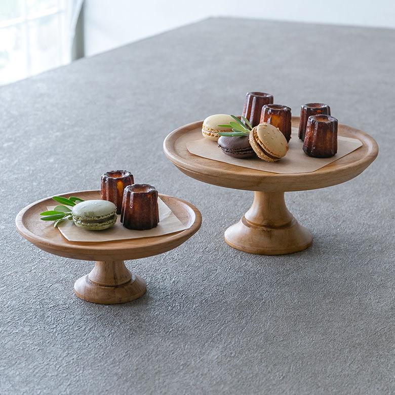 ケーキスタンド 木 木製 1段 Sサイズ 直径 16cm H 7cm ブラウン 13966