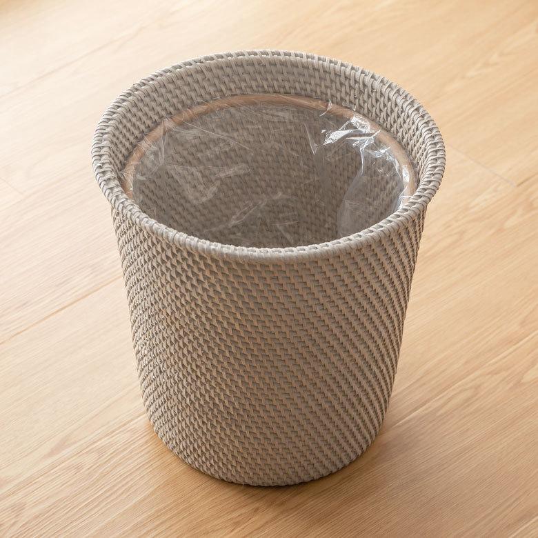 アンティーク籐ごみ箱 ゴミ箱 ダストボックス バスケット かご ラタン 籐 丸型 円形 丸い