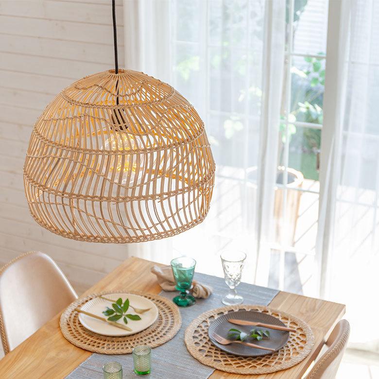 ランプシェード ペンダントライト 照明 ラタン 籐 1灯 口金E26 60W LED対応 約 径 46cm 高さ 35cm 13982-na |  | 05