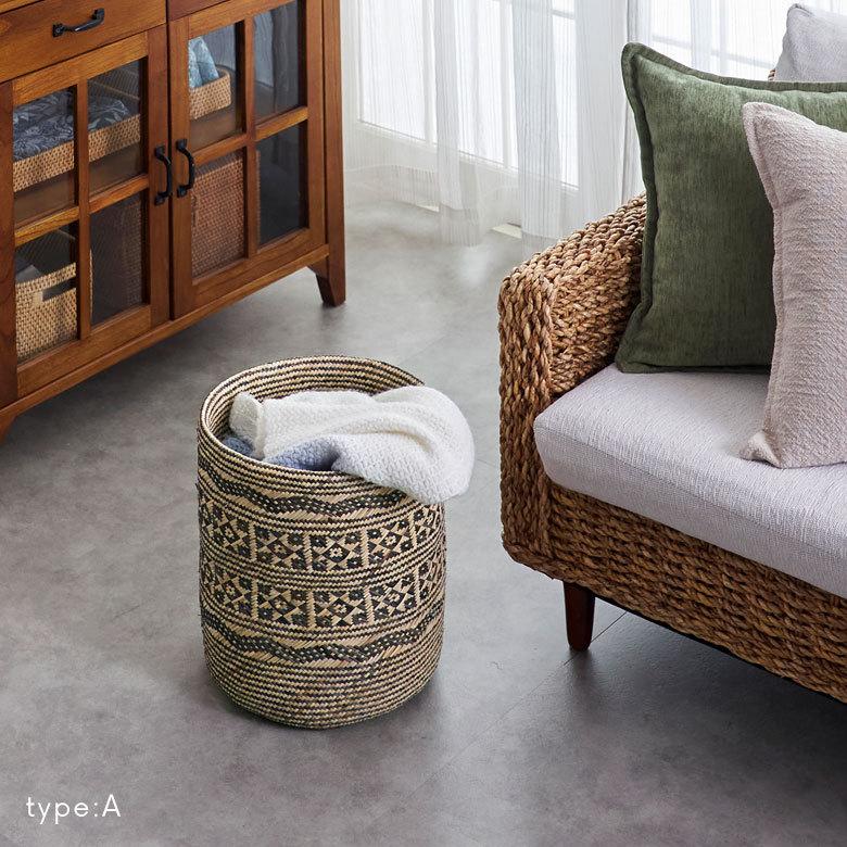 プランター カバー 筒形 円柱 ラタン ネイティブ柄 深型 L 10号 植木