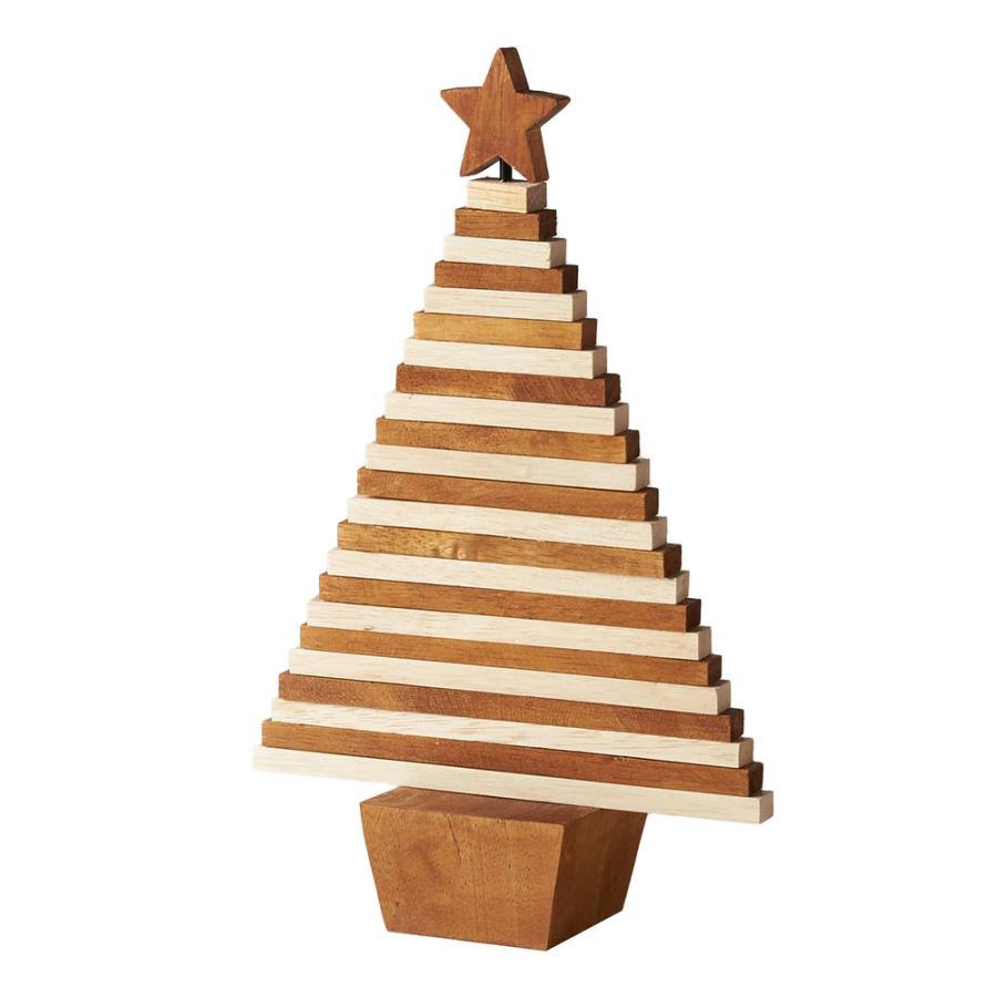 クリスマス ツリー オブジェ ウッド 天然木 アイアン 約 W 25cm D 10cm