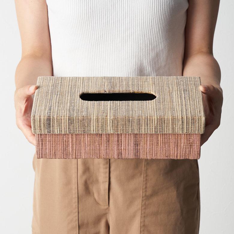 ティッシュ ケース ふた付 ボックス カバー ウォーターヒヤシンス ブルー ピンク W 27cm D 13.5cm H 7.5cm ホルダー おしゃれ 北欧 バリ アジアン 雑貨 14026 | ブランド登録なし | 17