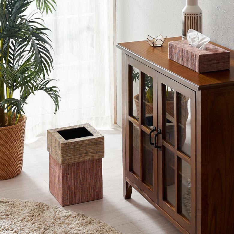 ゴミ 箱 ダスト ボックス おしゃれ 蓋 ふた 付き ウォーターヒヤシンス ブルー ピンク 約 W 20.5cm D 20.5cm H 30cm 四角 寝室 雑貨 北欧 バリ アジアン 14027 | ブランド登録なし | 03