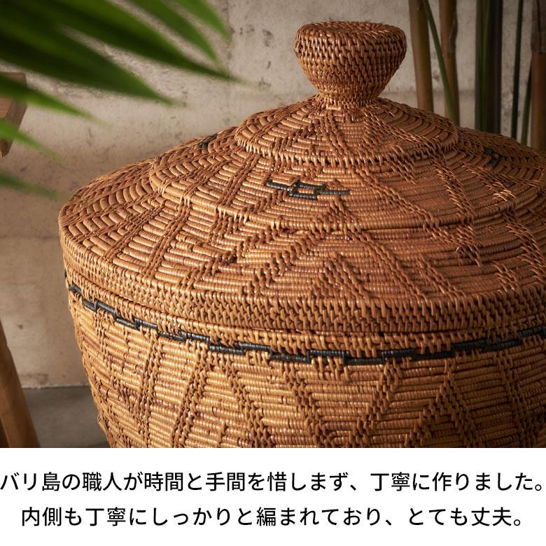 バスケット ふた 付き ポット M 壺型 アタ 高さ 約 52cm バスケット ふた 付き ポット M 壺型 アタ 高さ 約 52cm
