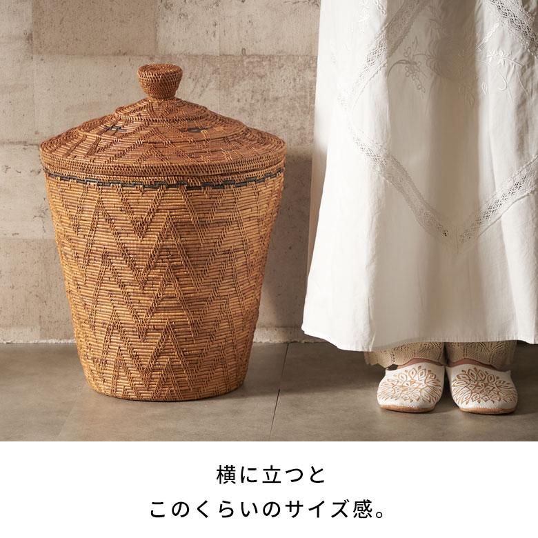 バスケット ふた 付き ポット M 壺型 アタ 高さ 約 52cm バスケット ふた 付き ポット M 壺型 アタ 高さ 約 52cm